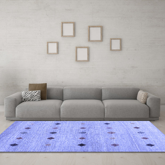 Machine Washable Abstract Blue Contemporary Rug in a Living Room, wshcon1493blu