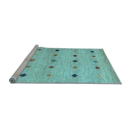 Sideview of Machine Washable Abstract Light Blue Contemporary Rug, wshcon1493lblu