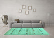 Machine Washable Abstract Turquoise Contemporary Area Rugs in a Living Room,, wshcon1493turq