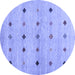 Round Abstract Blue Contemporary Rug, con1493blu