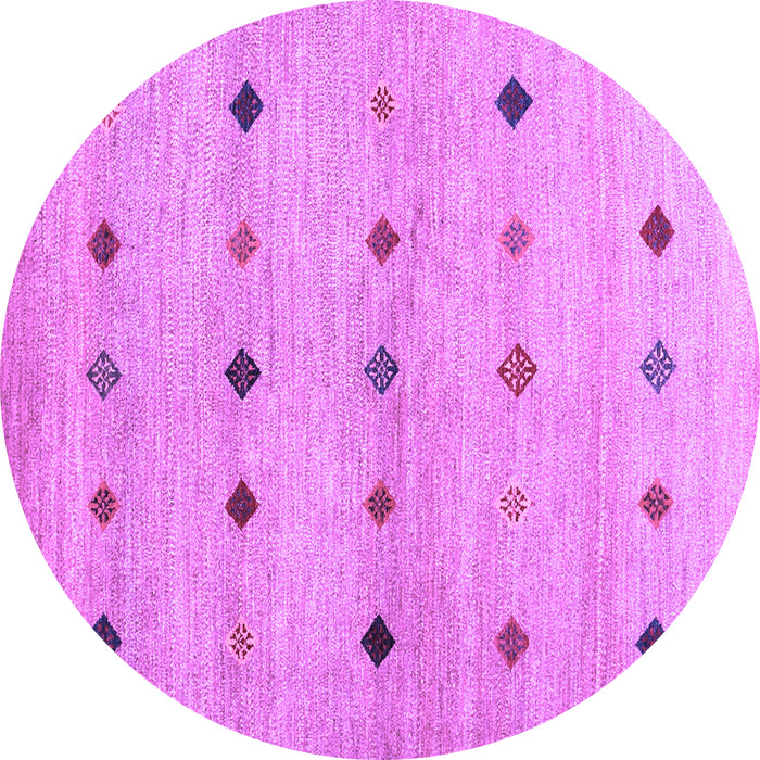 Round Abstract Purple Contemporary Rug, con1493pur