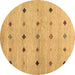 Round Abstract Brown Contemporary Rug, con1493brn