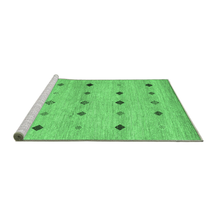 Sideview of Machine Washable Abstract Emerald Green Contemporary Area Rugs, wshcon1493emgrn