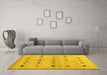 Machine Washable Abstract Yellow Contemporary Rug in a Living Room, wshcon1493yw