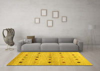 Machine Washable Abstract Yellow Contemporary Rug, wshcon1493yw