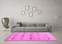 Machine Washable Abstract Pink Contemporary Rug, wshcon1493pnk