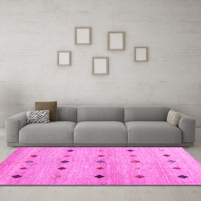 Machine Washable Abstract Pink Contemporary Rug in a Living Room, wshcon1493pnk