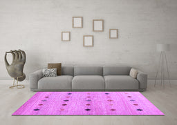 Machine Washable Abstract Purple Contemporary Area Rugs in a Living Room, wshcon1493pur