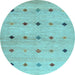 Round Abstract Light Blue Contemporary Rug, con1493lblu