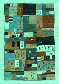 Abstract Turquoise Contemporary Rug, con1494turq