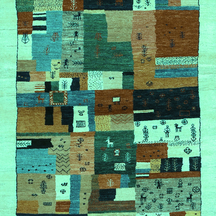 Abstract Turquoise Contemporary Rug, con1494turq