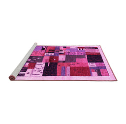 Sideview of Machine Washable Abstract Pink Contemporary Rug, wshcon1494pnk