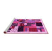 Sideview of Machine Washable Abstract Pink Contemporary Rug, wshcon1494pnk