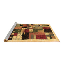 Sideview of Machine Washable Abstract Brown Contemporary Rug, wshcon1494brn