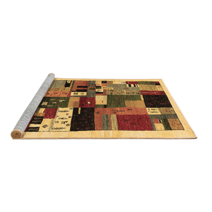Sideview of Machine Washable Abstract Brown Contemporary Rug, wshcon1494brn