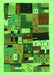 Serging Thickness of Machine Washable Abstract Green Contemporary Area Rugs, wshcon1494grn