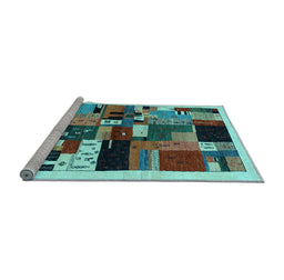 Sideview of Machine Washable Abstract Light Blue Contemporary Rug, wshcon1494lblu