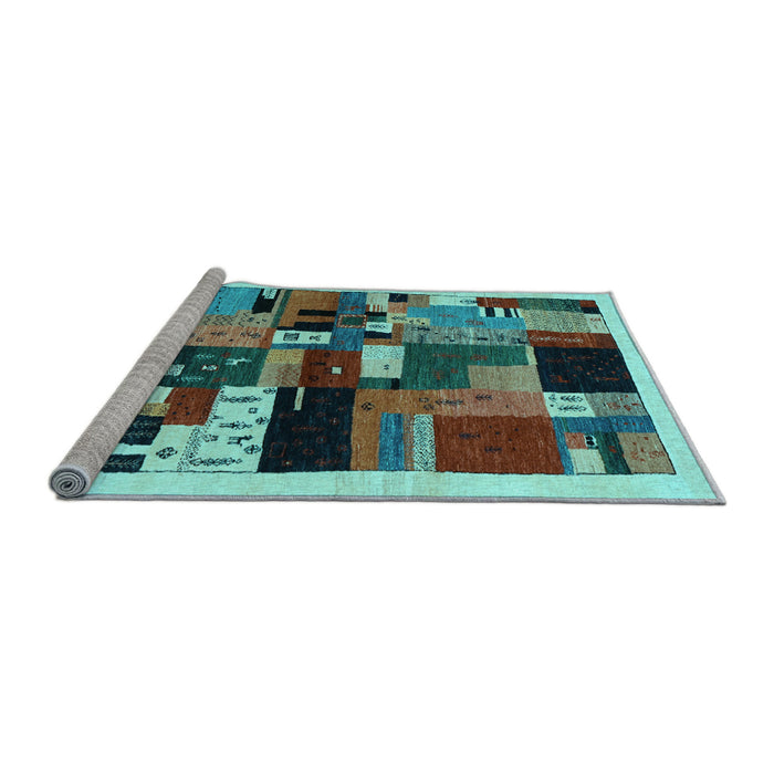 Sideview of Machine Washable Abstract Light Blue Contemporary Rug, wshcon1494lblu