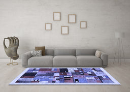 Machine Washable Abstract Blue Contemporary Rug in a Living Room, wshcon1494blu