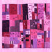 Square Machine Washable Abstract Pink Contemporary Rug, wshcon1494pnk