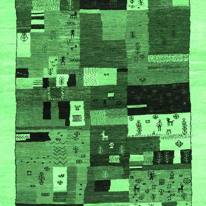 Machine Washable Abstract Emerald Green Contemporary Area Rugs, wshcon1494emgrn