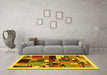 Machine Washable Abstract Yellow Contemporary Rug in a Living Room, wshcon1494yw