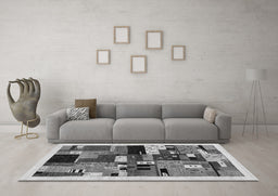 Machine Washable Abstract Gray Contemporary Rug in a Living Room,, wshcon1494gry