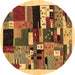 Round Abstract Brown Contemporary Rug, con1494brn