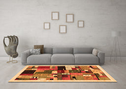 Machine Washable Abstract Orange Contemporary Area Rugs in a Living Room, wshcon1494org