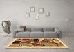 Machine Washable Abstract Brown Contemporary Rug in a Living Room,, wshcon1494brn