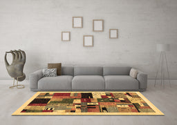 Machine Washable Abstract Brown Contemporary Rug in a Living Room,, wshcon1494brn