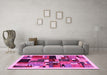 Machine Washable Abstract Pink Contemporary Rug in a Living Room, wshcon1494pnk