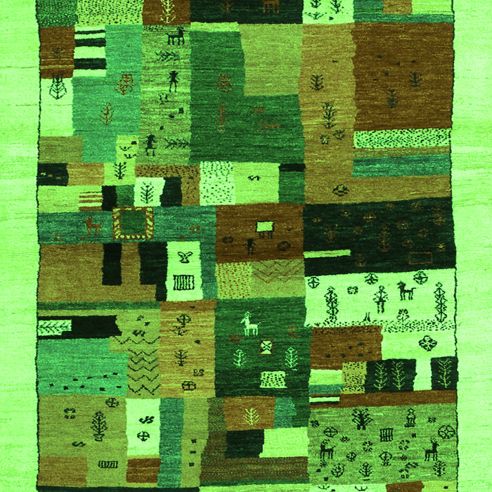 Abstract Green Contemporary Rug, con1494grn