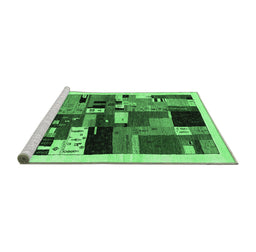 Sideview of Machine Washable Abstract Emerald Green Contemporary Area Rugs, wshcon1494emgrn
