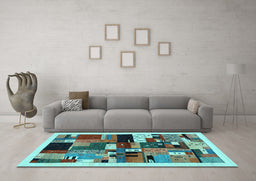 Machine Washable Abstract Light Blue Contemporary Rug in a Living Room, wshcon1494lblu