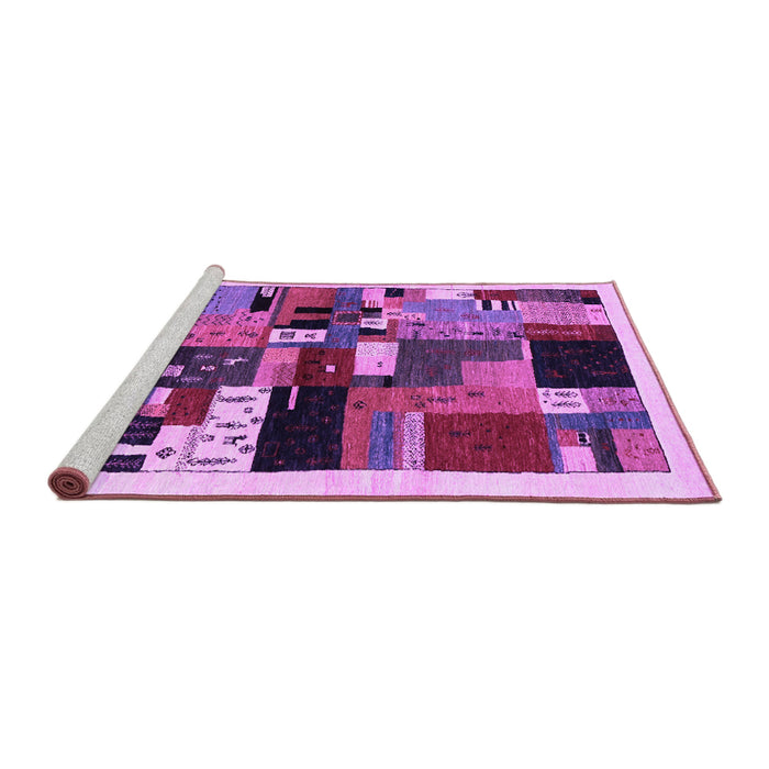 Sideview of Machine Washable Abstract Purple Contemporary Area Rugs, wshcon1494pur