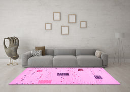 Machine Washable Solid Pink Modern Rug in a Living Room, wshcon1495pnk
