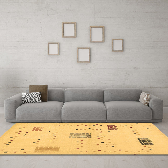 Machine Washable Solid Brown Modern Rug in a Living Room,, wshcon1495brn