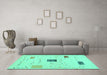 Machine Washable Solid Turquoise Modern Area Rugs in a Living Room,, wshcon1495turq