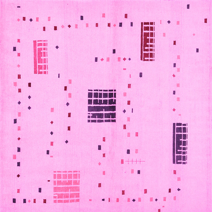 Square Machine Washable Solid Pink Modern Rug, wshcon1495pnk