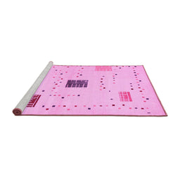 Sideview of Machine Washable Solid Pink Modern Rug, wshcon1495pnk
