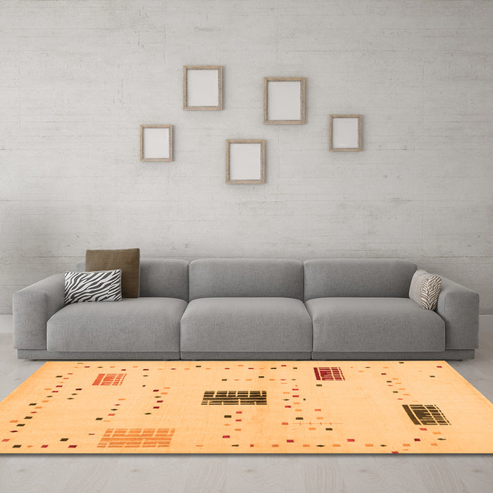 Machine Washable Solid Orange Modern Area Rugs in a Living Room, wshcon1495org