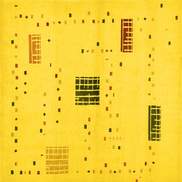 Square Solid Yellow Modern Rug, con1495yw