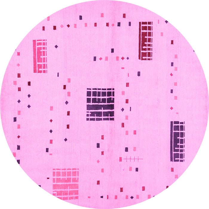 Round Machine Washable Solid Pink Modern Rug, wshcon1495pnk