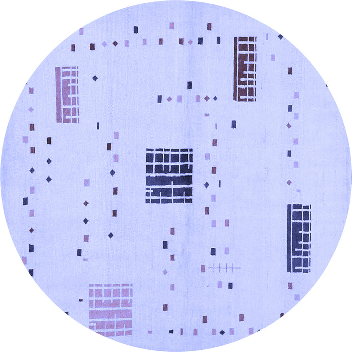 Round Machine Washable Solid Blue Modern Rug, wshcon1495blu