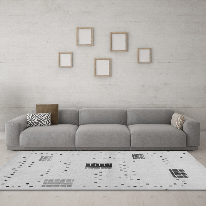 Machine Washable Solid Gray Modern Rug in a Living Room,, wshcon1495gry