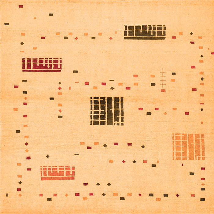 Round Machine Washable Solid Orange Modern Area Rugs, wshcon1495org