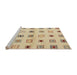 Serging Thickness of Machine Washable Contemporary Brown Gold Rug, wshcon1496