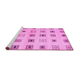 Sideview of Machine Washable Solid Pink Modern Rug, wshcon1496pnk