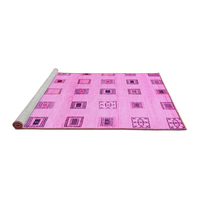 Sideview of Machine Washable Solid Pink Modern Rug, wshcon1496pnk